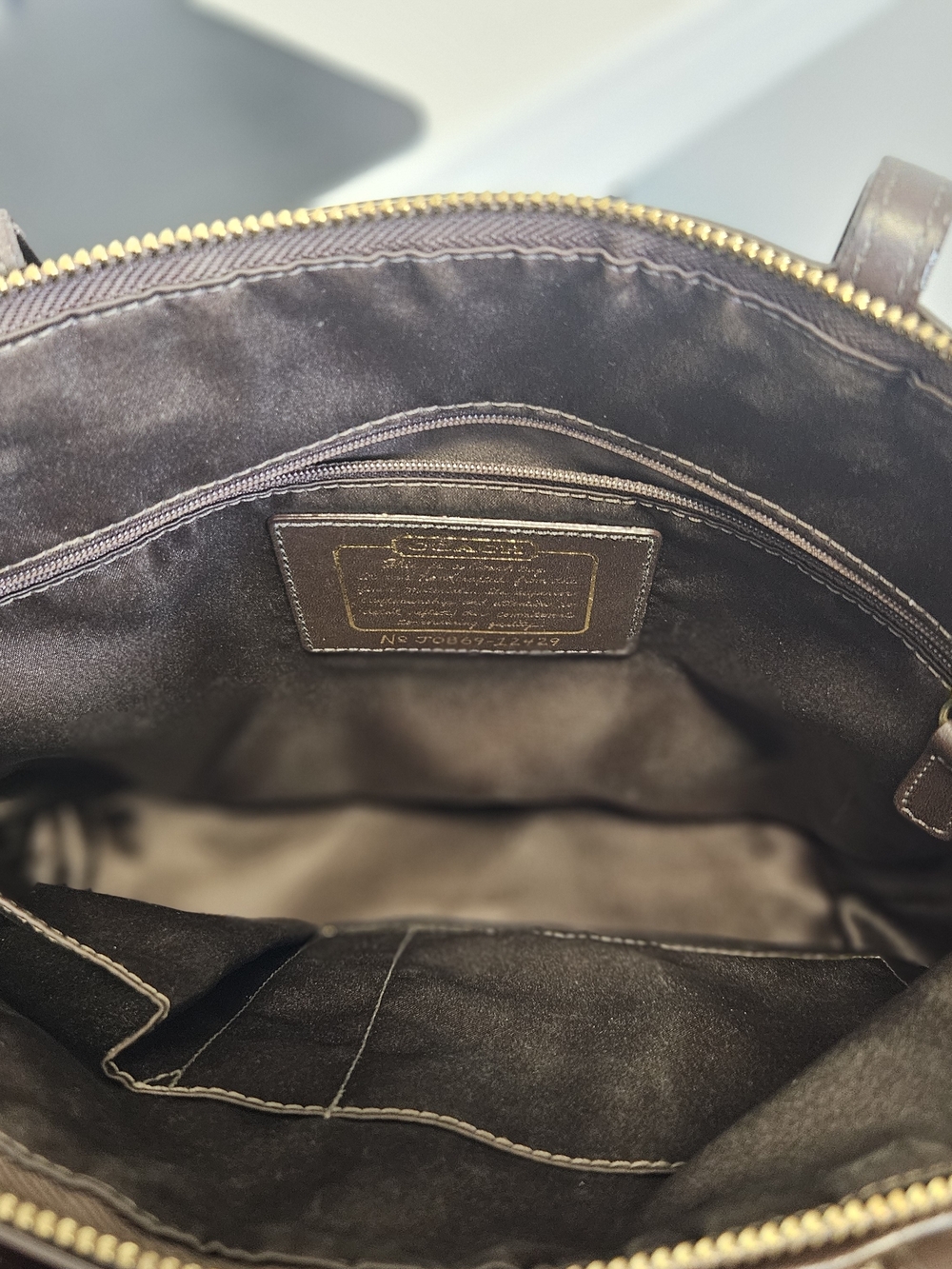 Coach Vintage Y2K Signature Stripe Patent Leather Tote Bag 12429 Chocolate Brown - Picture 9 of 10